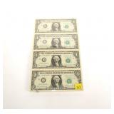 $1 Federal Reserve notes, uncut sheet of 4, series