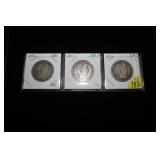 3- Barber half dollars: 1900, 1900-O, 1900-S