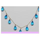 10K Yellow gold blue topaz briolette cut drop