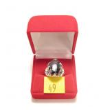 Sterling silver large hematite ring, size 5