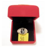 Sterling silver snowflake obsidian ring, size 10