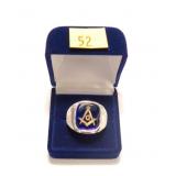 Sterling silver blue Masonic ring, size 10