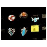 5- Assorted sterling silver rings