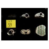 5- Assorted sterling silver rings