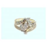 10K Yellow gold marquise cut diamond solitaire