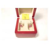 14K White gold ruby drop hoop earrings, approx.