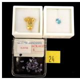 Rare blue zircon (approx. 2.0 ct.), three pear cut