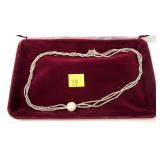 Sterling silver moonstone triple strand necklace