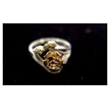 Sterling silver and 14K gold floral ring