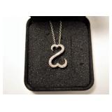 Sterling silver and diamond open hearts pendant