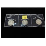 3- Washington silver quarters: 1934, 1936, 1942