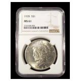 1928 Peace dollar, NGC slab certified MS-61, key