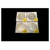 4- Morgan silver dollars: 1879-O, 1881-S, 1885,