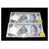 2- $1 Cayman Islands currency bond notes, series
