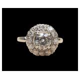 14K White gold round brilliant cut diamond ring,