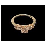 14K Yellow gold five stone diamond ring,