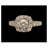 14K White gold round brilliant cut diamond ring