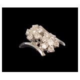 14K White gold diamond cluster bypass "Toi et Moi"