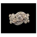 14K White gold diamond cluster cocktail ring with
