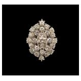 14K White gold mid century diamond cluster