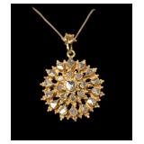 18K Yellow gold rough cut diamond spinner pendant