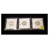 3- Washington silver quarters, BU: 1941, 1960,