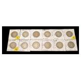 12- Barber half dollars: 1898, 1899, 1902, 1902-S,