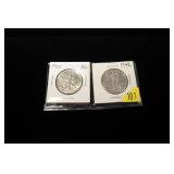 2- Walking Liberty half dollars: 1937, 1942