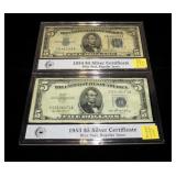 2- $5 Silver certificates, series of 1934A, 1953