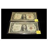 2- $1 Silver certificates, series of 1935A, Hawaii