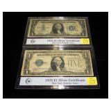 2- $1 Funny Back silver certificates, series of