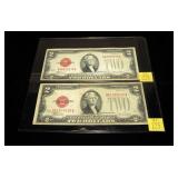 2- $2 United States notes, series of 1928F