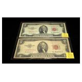 2- $2 United States star notes, series of 1953A