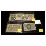 Lot, $.25, $.10, $.05 fractional notes, 4 pcs.