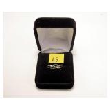 Sterling silver blue and black diamond criss-cross