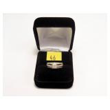 Sterling silver diamond three-band ring,