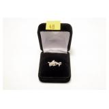 Sterling silver diamond pave dolphin ring