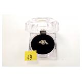 Sterling silver heart shaped halo diamond ring