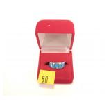 Sterling silver band with turquoise inlay, size 7