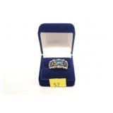 Sterling silver pava three-stone ring