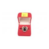 Sterling silver hematite good luck horseshoe ring,