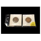 2- 1870 U.S. 2-cent pieces