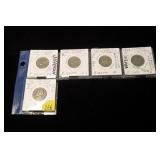Lot, Jefferson nickels 1938-1944-D, 5 pcs.