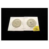 2- Kennedy half dollars, 40% silver