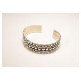 Sterling silver beaded design cuff bracelet