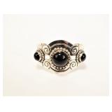 Sterling silver black stone cuff bracelet