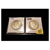 2- 1948 Franklin half dollars