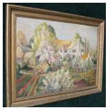 24" x 34" oil on board (masonite) country home and