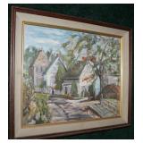 16" x 20" oil on board, horse and street scene,