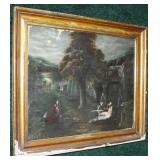 22" x 27" oil on canvas, religious scene, unsigned